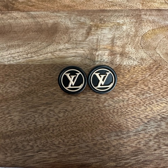 Luxury Gold and Black Repurposed upcycled 
Vintage Button Earrings classic - Picture 5 of 6